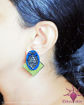 Picture of Earring Studs - Madhubani Fish Design (Handpainted Blue)