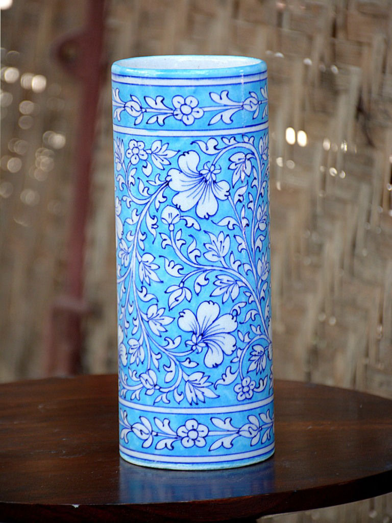 Turquoise Floral Cylinder