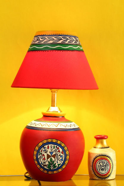 Picture of Terracotta Modern Matki Table Lamp (Red)