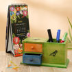 Picture of Wooden Table Organizer with Pen Stand Multicolored
