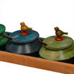 Picture of Multicoloured Wooden Parrot Jar Set with Tray & Spoon