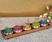 Picture of Multicoloured Emboss Hand Painted Parrot Jar Set With Tray And Spoon