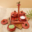 Picture of Wooden Parrot Jar Set With Tray & Spoon (Red)