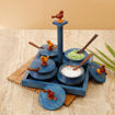 Picture of Wooden Parrot Jar Set With Tray & Spoon (Blue)