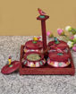 Picture of Parrot Jar set with Tray &  Spoon with Emboss (Red)