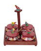 Picture of Parrot Jar set with Tray &  Spoon with Emboss (Red)