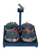 Picture of Wooden Parrot Jar Set With Tray And Spoon with Emboss (Blue)