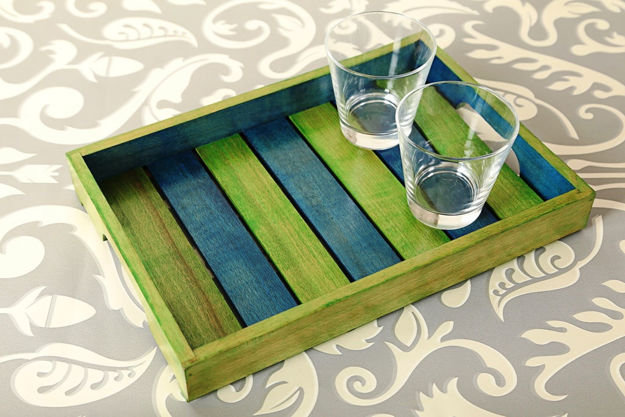 Picture of Multicoloured Wooden Serving Tray (14 x 10 Inch)