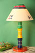 Picture of Wooden Table Lamp Glossy Handpainted Multicolour