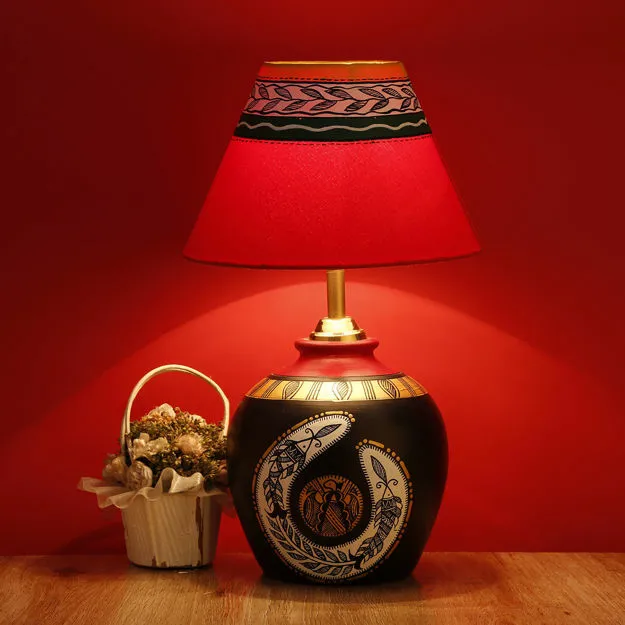 Picture of Terracotta Table Lamp Madhubani Shimmers