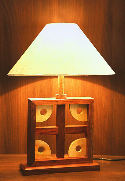Picture of Artistic Square Wooden Table Lamp