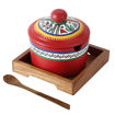Picture of Terracotta Pickle Jar Set With Sheesham Tray And Spoon (Red)