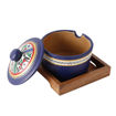 Picture of Terracotta Pickle Jar Set With Sheesham Tray And Spoon (Blue)