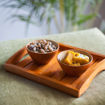 Picture of Wooden Bowl Set With Wooden Tray (Orange)