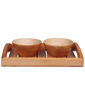 Picture of Wooden Bowl Set With Wooden Tray (Orange)