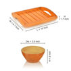 Picture of Wooden Bowl Set With Wooden Tray (Orange)