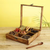 Picture of Wooden Spice Box With 9 Containers & Spoon