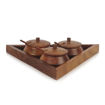 Picture of Wooden Triangular Jar Set with Tray & Spoon