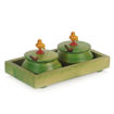 Picture of Wooden Parrot Jar Set With Tray & Spoon (Green)