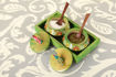 Picture of Wooden Emboss Parrots Jar Set With Tray (Green)