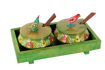 Picture of Wooden Emboss Parrots Jar Set With Tray (Green)