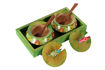 Picture of Wooden Emboss Parrots Jar Set With Tray (Green)