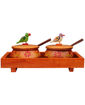 Picture of Wooden Emboss Parrots Jar Set With Tray (Orange)