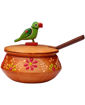 Picture of Wooden Emboss Parrots Jar Set With Tray (Orange)