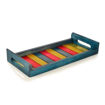 Picture of Multicoloured Wooden Serving Tray (13 x 6 Inch) - Blue