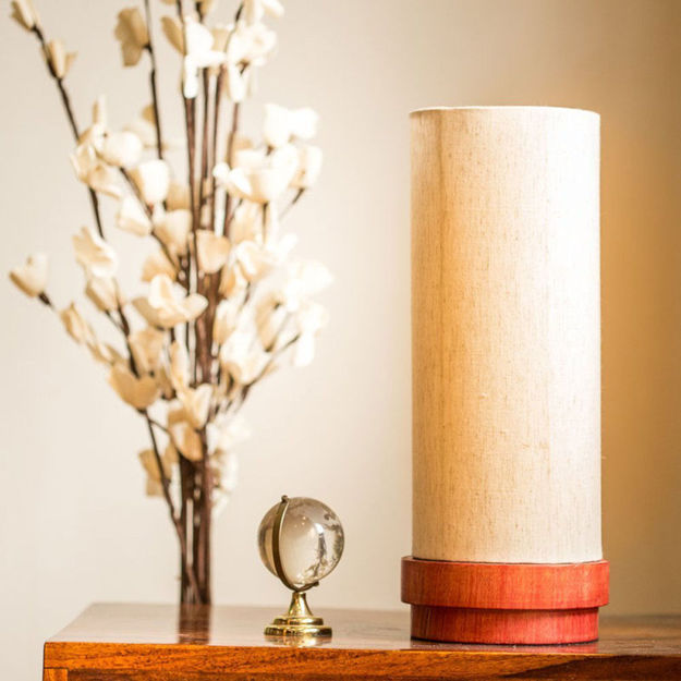 Picture of Round Wooden Table Lamp (Maroon)