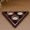 Picture of Wooden Tealight Holder - Classy 3 Tealight Set With Base Tray Table