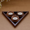 Picture of Wooden Tealight Holder - Classy 3 Tealight Set With Base Tray Table