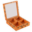 Picture of Wooden Engraved Spice Box With Spoon (Orange)