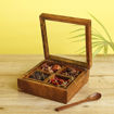 Picture of Wooden Spice Box With 4 Containers & Spoon (Natural Brown)