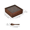 Picture of Wooden Spice Box With 4 Containers & Spoon (Natural Brown)