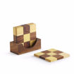 Picture of Wooden Tea Coasters (Set of 4) With Holder - Chess Pattern