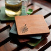 Picture of Wooden Tea Coasters Elegant Leaf Engraved (Set of 5)