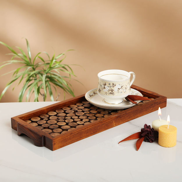 Picture of Trendy Wooden Cut Pieces Serving Tray (Small)