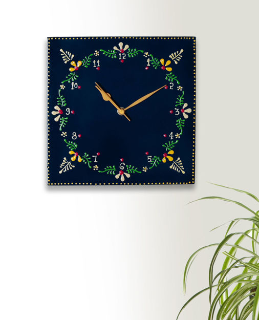 Picture of Embossed Wooden Wall Clock Handpainted