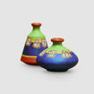 Picture of Terracotta Flower Pots Warli (Set Of 2 - Pastel Blue and Leafy Green)