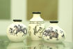 Picture of Terracotta Table Pots Warli Miniature (Set of 3 - White)