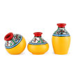 Picture of Terracotta Table Pots Warli Miniature (Set of 3 - Yellow)