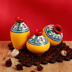 Picture of Terracotta Table Pots Warli Miniature (Set of 3 - Yellow)