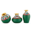 Picture of Terracotta Table Pots Warli Miniature (Set of 3 - Green)