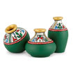 Picture of Terracotta Table Pots Warli Miniature (Set of 3 - Green)