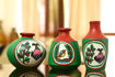 Picture of Terracotta Miniature Madhubani Table Pots (Set of 3 - Green)
