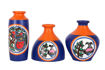 Picture of Terracotta Miniature Madhubani Table Pots (Set of 3 - Blue)