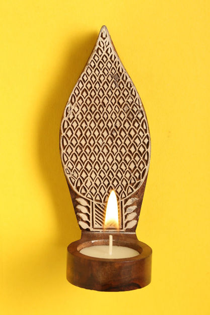 Picture of Wooden Tealight Holder Engraved (Table or Wall)