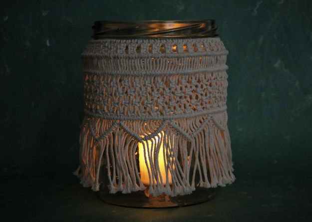 Picture of Macrame work on glass jar