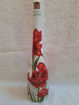 Picture of Red Lilies on glass bottle decoupaged